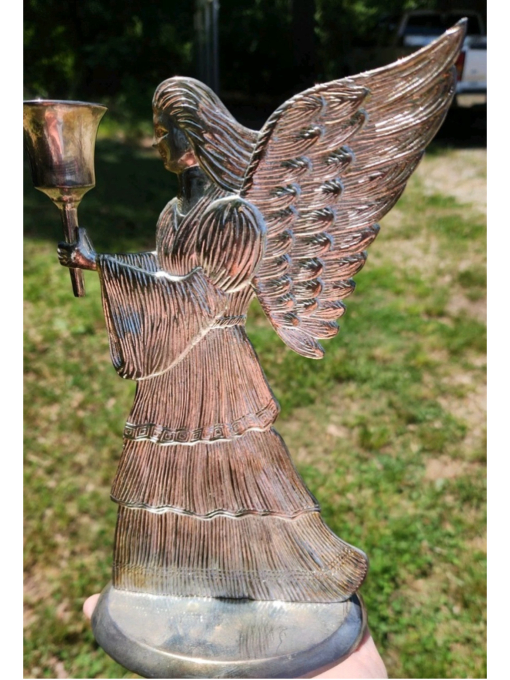 Vintage Silver Plated Angel 9" Candlestick Candle Holder Gothic - Intl Silver Co